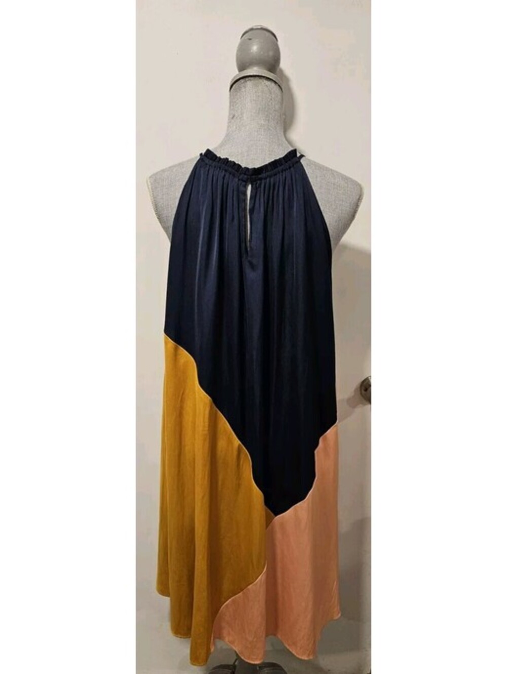 Loft Medium Colorblock Halter Swing Dress Forever Navy - Picture 6 of 8